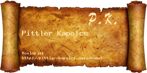 Pittler Kapolcs névjegykártya